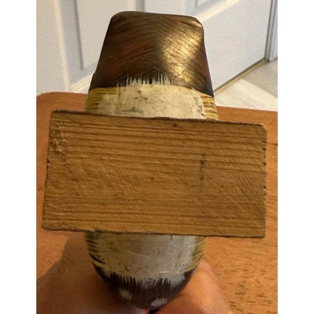 VINTAGE HAND Carved & PAINTED Wooden WOOD DUCK ON LOG 4
